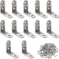 Équerre de Fixation Inox, Angle Droit Support, Supports à Angle Droit De 90 Degrés, 12 Pièces 40x40mm Raccord D'angle, Renforts D'Angle pour la Fixation et la Réparation de Meubles avec 48 Pièces Vis