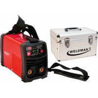 Machine à souder Inverter Weldman ARC-160 Mini Synergia, portable, ideal pour de soudage à l'arc, haute efficacité énergétique, mallette de transport incluse, facile de à utiliser et à transporter.