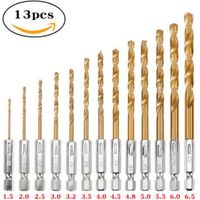 13-teiliges Schlagbohrer-Set, HSS-Titan-Spiralschaftbohrer-Set für Metall, Stahl, Holz, Kunststoff, Schnellwechselsystem