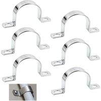 6PCS Pipe Strap Clamp, Ø 50 MM Stainless Steel Heavy Duty U Bracket with 2 Holes, 50mm Metal Pipe Mounting Brackets, Rust Resistant Conduit Clamps for Plumbing, Electrical, and DIY Projects