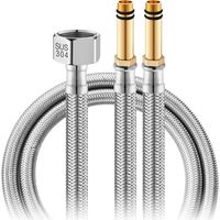 Tuyau D'EntréE D'Eau De Robinet Bassin De LéGumes AntidéFlagrant Tuyau D'Alimentation En Eau Chaude Et Froide Accessoires De Tuyau à Pointe TresséE En Acier Inoxydable 304 (2 PièCes)