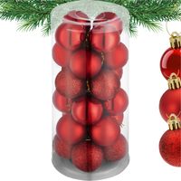 Lot de 24 boules Noël rouge mate brillant/pailleté polypropylène