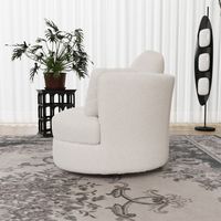 Fauteuil moderne en similicuir d'agneau ivoire, avec 3 coussins individuels et un rembourrage d'assise très élastique – fauteuil de lecture confortable pour le salon, la chambre et le bureau.