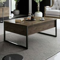 Dmora - Wohnzimmertisch Canis, Niedriger Wohnzimmertisch, Kaffeeregal, Couchtisch für Sofa, 90x60h40 cm, Walnuss und Schwarz, mit verstärkter Verpackung