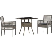 Maison Exclusive - Conjunto de Comedor de Jardín 3 pcs Gris ratán