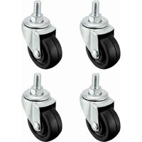 Swivel Casters 1.5 Inch Solid Rubber M8 x 15mm Screw Threaded Caster Wheels Black 4 Pcs