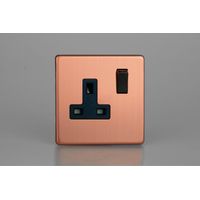 Brushed Copper 1-Gang 13A Double Pole Switched Socket