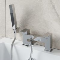 Chrome Bathroom Bath Shower Mixer Filler Tap Brass Square with Handset & Hose