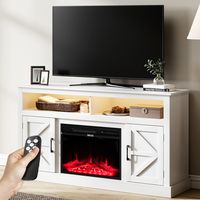 Mobile TV Bianco con Camino Elettrico Effetto Fiamma 3D e Telecomando Luci RGB