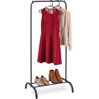 Relaxdays Stand Appendiabiti con Ripiano Porta Scarpe, Asta Attaccapanni da Camera e Ingresso, HLP: 144x60x44 cm, Nero