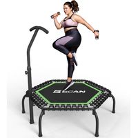 BCAN Trampoline Fitness 102-130 cm, à élastiques/ressorts. Supporte jusqu'à 250 kg, avec poignée réglable.