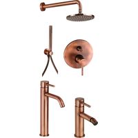Set bagno completo di miscelatore lavabo alto bidet e set doccia rame Pollini Jessy KITJES4RA