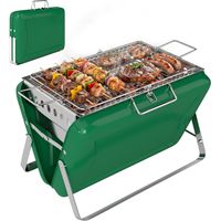 Barbacoa de carbón plegable, barbacoa portátil, asa y patas plegables, para jardín, patio, camping, verde