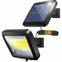 Lumière solaire extérieure avec détecteur de mouvement infrarouge, projecteur LED extérieur 100COB avec détecteur, 180LM étanche IP65,