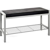 HAKU Möbel Panca per scarpe alu, nero, Finta pelle, metallo - Dim. L 80 cm x A 48 cm x P 32 cm, Stile Moderno