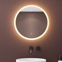dopporo LED Badspiegel Rund 50 cm Runder Badzimmerspiegel mit dimmbarer LED-Beleuchtung Wandspiegel mit Touchschalter Antibeschlag Energiesparend LED-Spiegel-05