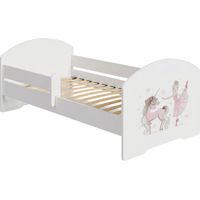 LUK lit d'enfant avec barreau 80x160 Fille avec licorne