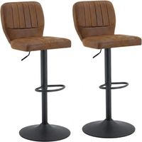 Tabouret de bar réglable 62-83cm, pivotant 360°, similicuir vintage, 136kg