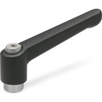 Ganter Normelemente GN 300,1-45-M6-SW 1-45 M6 SW leve di bloccaggio regolabile con acciaio inox Boccola filettata, rivestimento strutturato, nero, lunghezza della maniglia: 45mm filettatura: M6