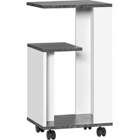 Nachtschrank, mit 4 Rollen, 3 Regale, 35 x 29,5 x 65,5 cm, Grau/Weiß
