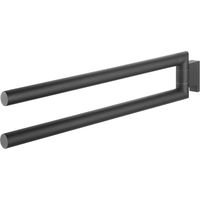 Tiger Handtuchhalter 2 armig Wand Bold, Handtuchstange zweiarmig zum Bohren, Metall schwarz