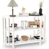 Table console 3 étages avec rangement, forme ovale, moderne et élégante, pour canapé, entrée, couloir, chambre, bureau