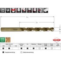 Ruko Module Forets DIN 338 Typ VA HSSE Co 5 taillés meulés, largeur 33,0 cm, affûtage en croix en pochette de 149 forets