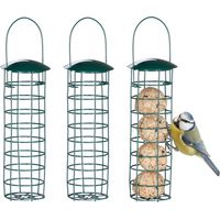 Relaxdays Support à boules de graisse pour oiseaux sauvages, lot 3, suspendre, métal, H x D : 31 x 8,5 cm, vert foncé