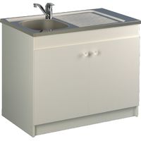 Aquarine – Meuble sous évier hydrofuge 800x600mm – 2 portes réglables – Mélaminé blanc pour cuisine – 200103