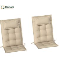 HOMAIRE 2e Set de couvertures imperméables pour transat, beige, 50x116x5 cm, pour jardin et plage
