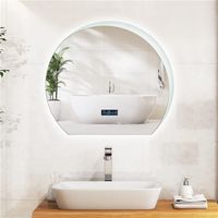 Costway – Miroir lumineux de salle de bain 60 x 53 cm – LED 3 couleurs – Fonction antibuée – Affichage heure et température – Luminosité réglable