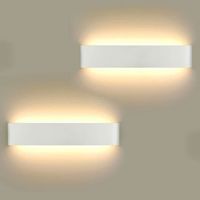 (12w Blanc Chaud Aluminium)Applique Murale Interieur 12W Lampe LED Intérieur Murale Eclairage Moderne pour Salon Chambre Escalier Couloir 3000K (2 Pack)