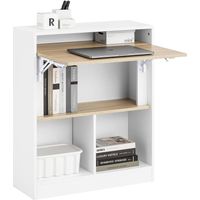 Sobuy – Bureau pliant FWT104WN – Table d'ordinateur rabattable 70x57x85cm – Panneaux de particules – Design compact pour petits espaces
