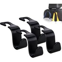 Car Seat Headrest Hook 4 Pack Hanger Storage Organizer Universal for Handbag Purse Coat fit Universal Vehicle Car Black