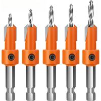 5 Pièces Jeu de Foret Fraise,2.5/2.8/3/3.2/3.5mm, Foret à Fraiser Bois
