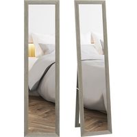 Full Length Mirror, 37 x 157 cm, Hanging or Freestanding, Rectangular Full Body Mirror for Living Room, Bedroom, Grey