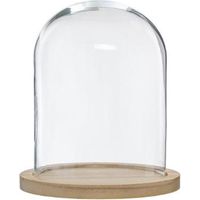 Atmosphera – Cloche décorative en verre 29cm – Design naturel – Base en MDF – Pour décoration intérieure – Poids 1,1 kg