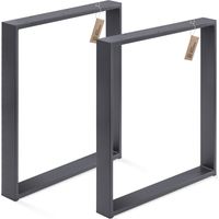 LAMO Manufaktur Tischbeine für Schreibtisch Esstisch, Simple Massive, Vierkantprofil 80x20 mm, Tischgestell 50x72 cm (BxH), Grau, 2 Stück, LTS-01-C-II-7016