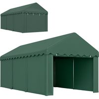 3x6 m Tragbarer Carport, Fahrzeugunterstand mit 2 Eingängen, Polyesterdach, für Autos, Boote, Gartengeräte, Dunkelgrün