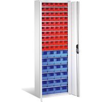 Armoire à bacs C+P avec 84 bacs à bec, H1980xL700xP300mm Façade gris clair Corps gris clair