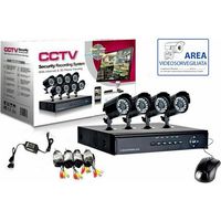 KIT VIDEOSORVEGLIANZA 4 TELECAMERA INFRAROSSI DVR 4 CH + ALIMENTATORE + CAVI