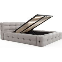 Letto con contenitore trapuntato 180 x 200 cm Tessuto chiné Grigio - LERUCO