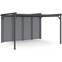 Pergola Collector's Edition Jalousie einziehbares Dach 3x4M 4 Pans modulierbar anthrazitgrau