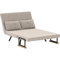 Divano Letto 3 en 1 Tessuto Effetto Velluto Schienale Regolabile 2 Cuscini 102x73x81 cm Bianco Crema