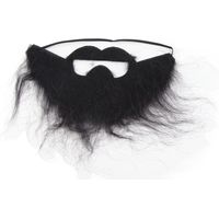 Barbe factice noire homme, longue moustache drôle, costume de fête Noël Halloween