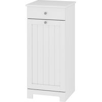 Armario baño cesto ropa sucia abatible con bolsa tela plegable y cajón blanco 40x38x90 cm
