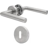 Türgriff-Set für Badezimmer und Toilette aus Edelstahl, L-Form, gebürstetes Silber
