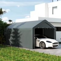 Carport tente de garage 3 x 6 m. abri voiture extérieur. parois latérales amovibles. 2 portes zippées enroulables. gris