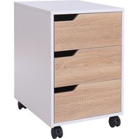 Cassettiera MDF 3 tiroirs avec roues blanche bois 40x50x57,5cm