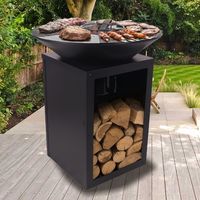 Bol à feu Evelyn avec grille - 80x80x92 cm - Noir